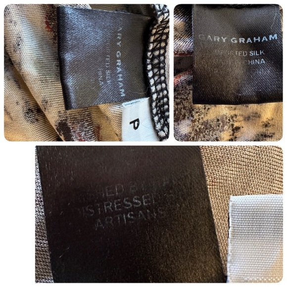 Gary Graham Small Batch Abstract Print Long Sleeve Silk Top - Picture 3 of 12